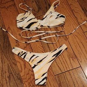 Zebra Print Sexy Wrap Bikini Set Small/Medium